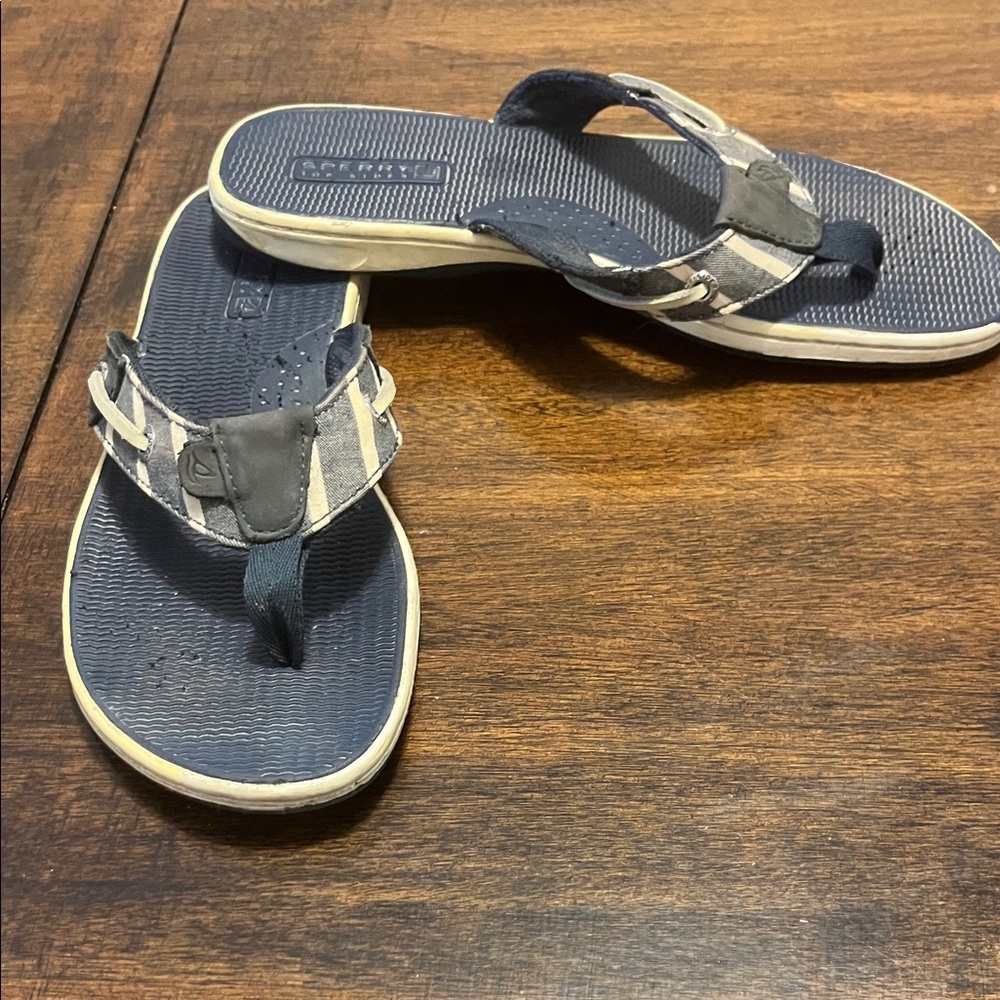 Sperry Navy and White Striped Sandals